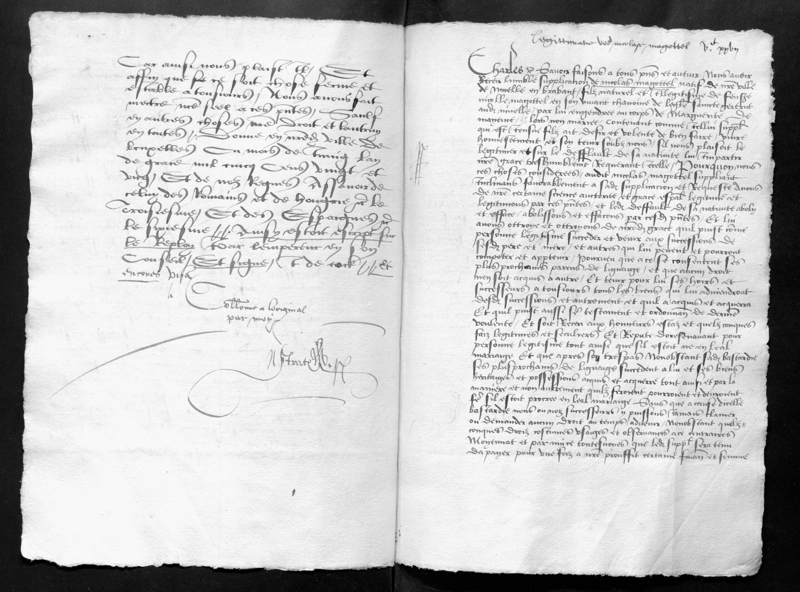 Letter of grace for Huguenin Moreau (June 1521)